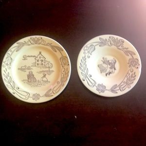 Bucks County Ohio Farm Theme Used Yellow Saucer and Dessert Plate Farmhouse